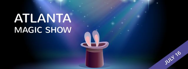 Bunny in magician hat Facebook Video cover Design Template