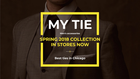Tie store Ad with Man wearing Suite Youtubeデザインテンプレート