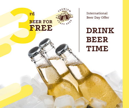 Beer Day Offer Bottles on Ice Facebook Šablona návrhu