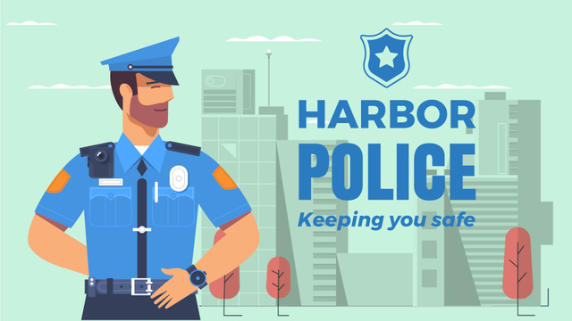 Designvorlage Police Officer in City für Full HD video