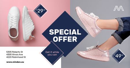 Ontwerpsjabloon van Facebook AD van Shoes Sale Female Legs in Sports Shoes
