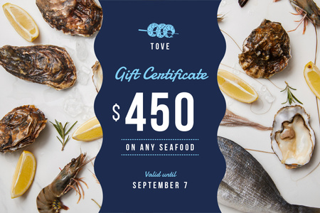 Plantilla de diseño de Restaurant Offer with Seafood and Fish Gift Certificate 