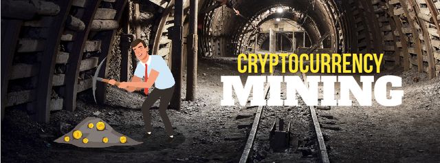 Man mining cryptocurrency Facebook Video cover Design Template