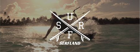 Man Kite Surfing at Tropical Sea Facebook Video cover tervezősablon