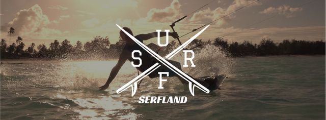 Man Kite Surfing at Tropical Sea Facebook Video cover Πρότυπο σχεδίασης
