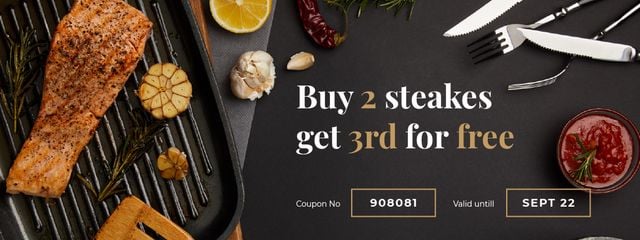 Food Offer with Juicy Steak Coupon – шаблон для дизайну