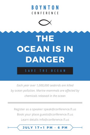 Designvorlage Ecology Conference Invitation with blue Sea Waves für Tumblr