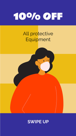 Protective equipment ad with Woman wearing mask Instagram Storyデザインテンプレート
