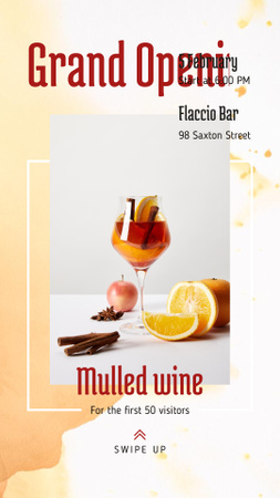 Bar Grand Opening Announcement Glass with Mulled Wine Instagram Story Design Template