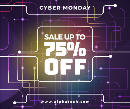 Cyber Monday Sale on Digital network pattern Facebook tervezősablon