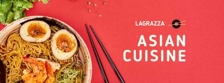 Designvorlage Asian Cuisine Dish with Noodles für Facebook cover
