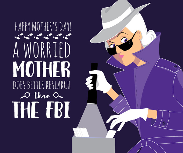 Happy Mother's Day greeting with Mom detective