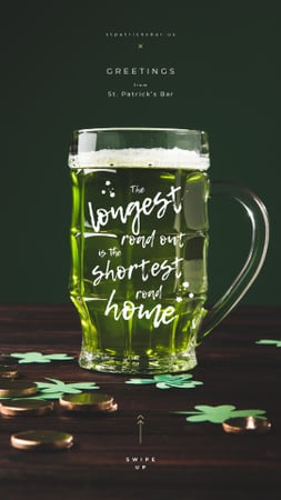 Saint Patrick's Day beer glass Instagram Story Design Template