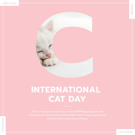 Sleepy Kitty on International Cat Day Instagram AD Design Template