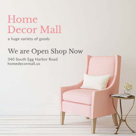 Plantilla de diseño de Furniture Store ad with Armchair in pink Instagram AD 