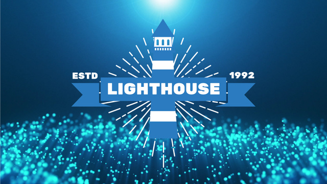 Lighthouse Icon on Glowing Waving Bubbles Full HD video Modelo de Design