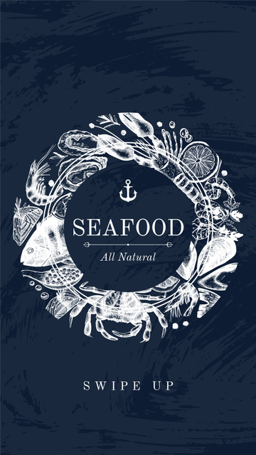Template di design Seafood Offer with Fish Pattern Instagram Story