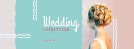 Ontwerpsjabloon van Facebook cover van Wedding Hairstyles Offer with Bride with Braided Hair