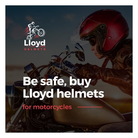 Designvorlage Bikers Helmets Promotion Woman on Motorcycle für Instagram AD