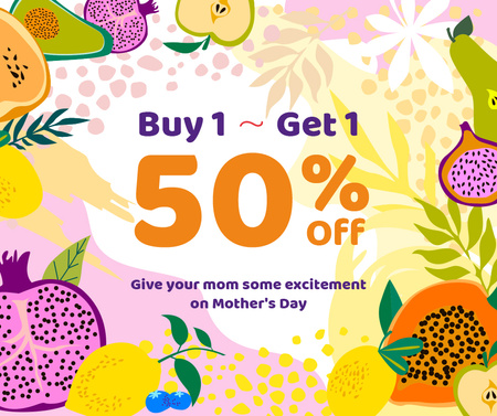 Platilla de diseño Mother's day with Raw fresh fruits sale Facebook