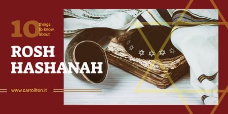 Platilla de diseño Rosh Hashanah Greeting Shofar and Torah Image