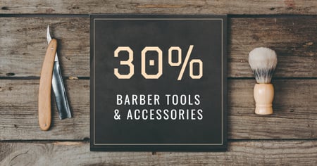 Barbershop Professional Tools And Accessories Sale Offer Facebook AD Design Template