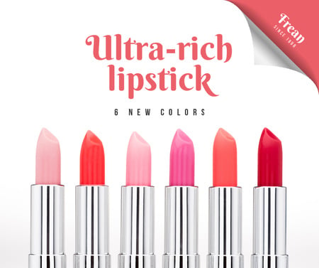 Beauty Store Lipsticks in Red Facebook Tasarım Şablonu