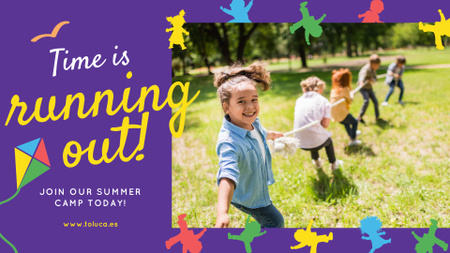 Summer Camp Invitation Kids Playing Outdoors FB event cover tervezősablon