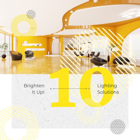 Cozy interior in yellow colors Instagram Design Template