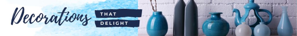 Modèle de visuel Home Decor Ad Vases in Blue - Leaderboard