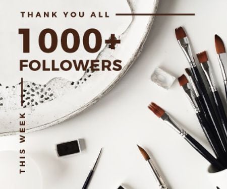 1000 followers poster for beauty blog Large Rectangle Modelo de Design
