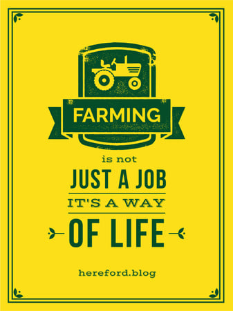 Agricultural Quote Tractor Icon in Yellow Poster US – шаблон для дизайну