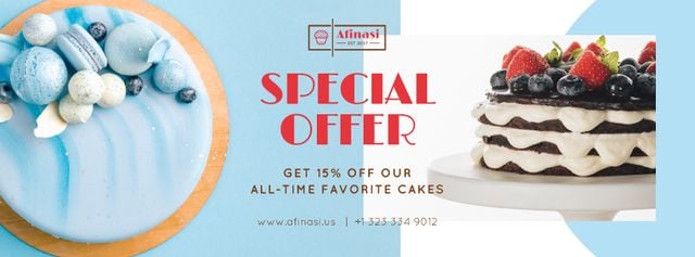 Plantilla de diseño de Bakery Offer Sweet Layered Cakes Facebook cover 