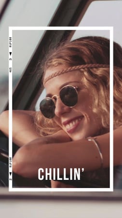 Designvorlage Stylish Girl chilling in car für TikTok Video