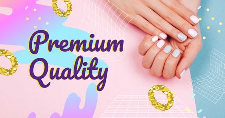 Hands with Pastel Nails in Manicure Salon Facebook AD Design Template