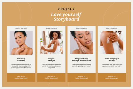 Beauty and Selfcare concept Storyboard Modelo de Design