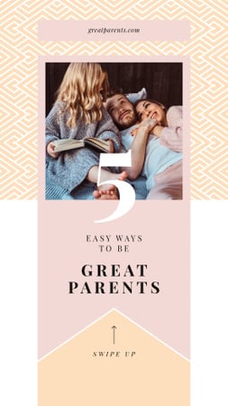 Parents reading book with daughter Instagram Story Design Template
