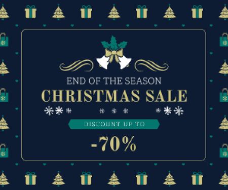 Plantilla de diseño de Christmas Sale Announcement Frame with Trees and Gifts Medium Rectangle 