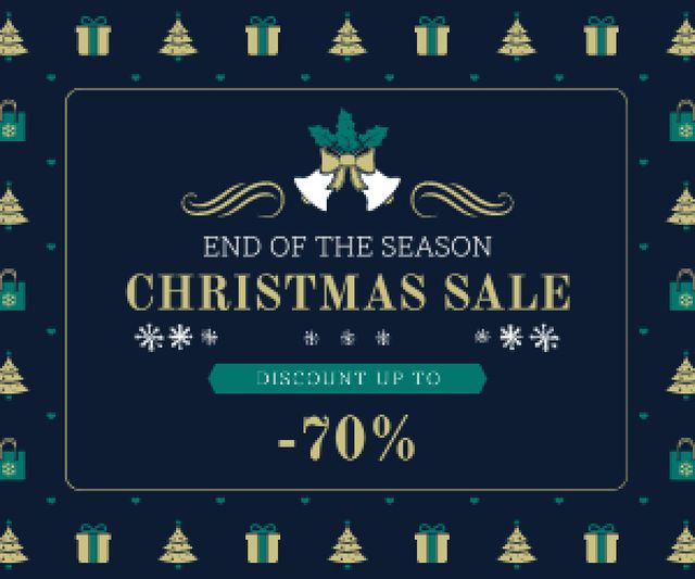 Christmas Sale Announcement with  Frame with Trees and Gifts Medium Rectangle Design Template