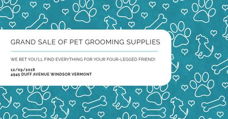 Sale of pet grooming supplies on Cute pattern Facebook AD Design Template