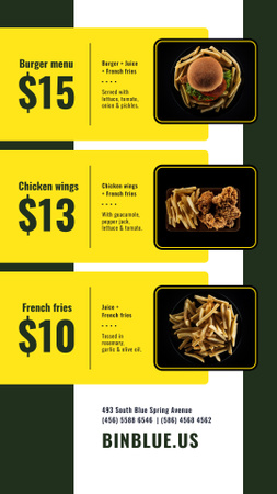 Platilla de diseño Fast Food Offer Tasty Burger and Fries Instagram Story