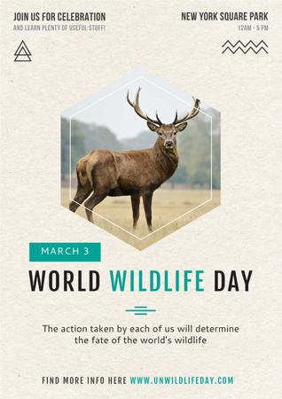 World wildlife day with Deer Poster Design Template