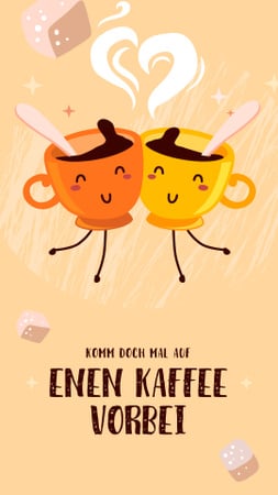 Platilla de diseño Coffee Shop Promotion Funny Cups of Coffee Instagram Video Story