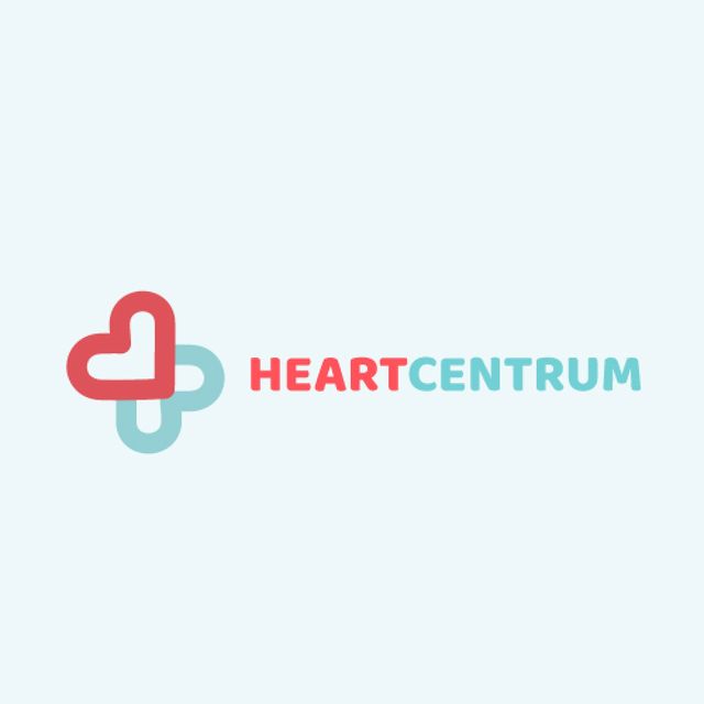 Ontwerpsjabloon van Animated Logo van Charity Medical Center with Hearts in Cross