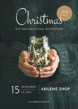 Christmas Decoration Workshop Woman holding Garland Flayer – шаблон для дизайну