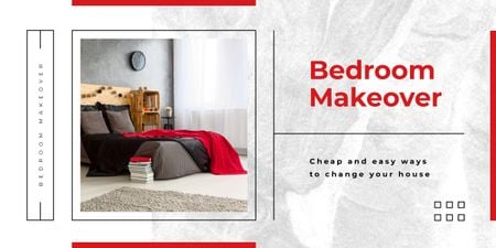 Cozy bedroom interior with contrast blankets Image Design Template