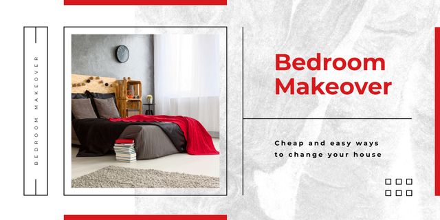 Cozy bedroom interior with contrast blankets Image Modelo de Design