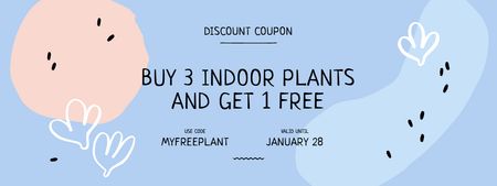 Offer of Indoors Plants with Сactus Drawings in Blue Coupon Design Template