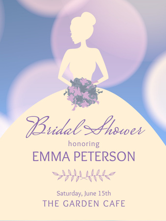 Bridal shower invitation with Bride silhouette Poster US Design Template