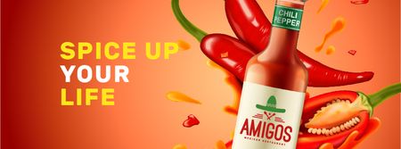 Hot Chili Sauce bottle Facebook cover – шаблон для дизайну